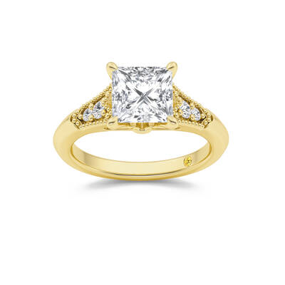 Lily Art Deco Princess Cut Lab Grown Diamond Engagement Ring | 18K Yellow Gold 3 3/5 CT. TW.