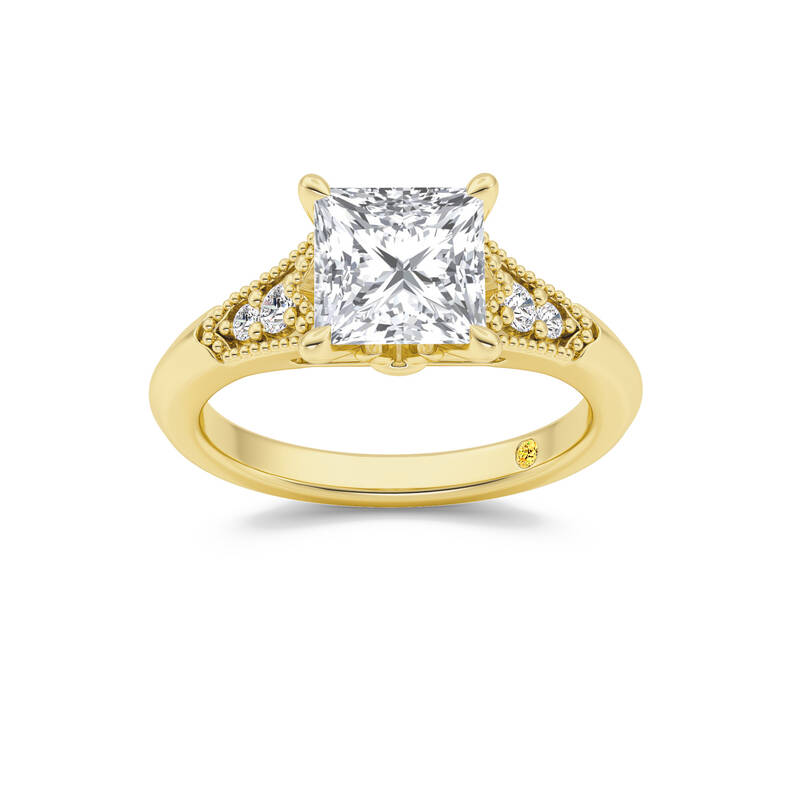 Lily Art Deco Princess Cut Lab Grown Diamond Engagement Ring | 18K Yellow Gold 3 3/5 CT. TW.
