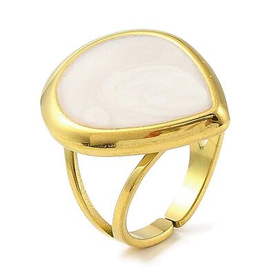 304 Stainless Steel Enamel Open Cuff Rings for Women