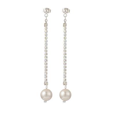 Brass Rhinestone Strass Chains Dangle Stud Earrings