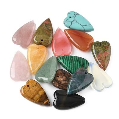 Natural & Synthetic Mixed Stone Heart Pendants