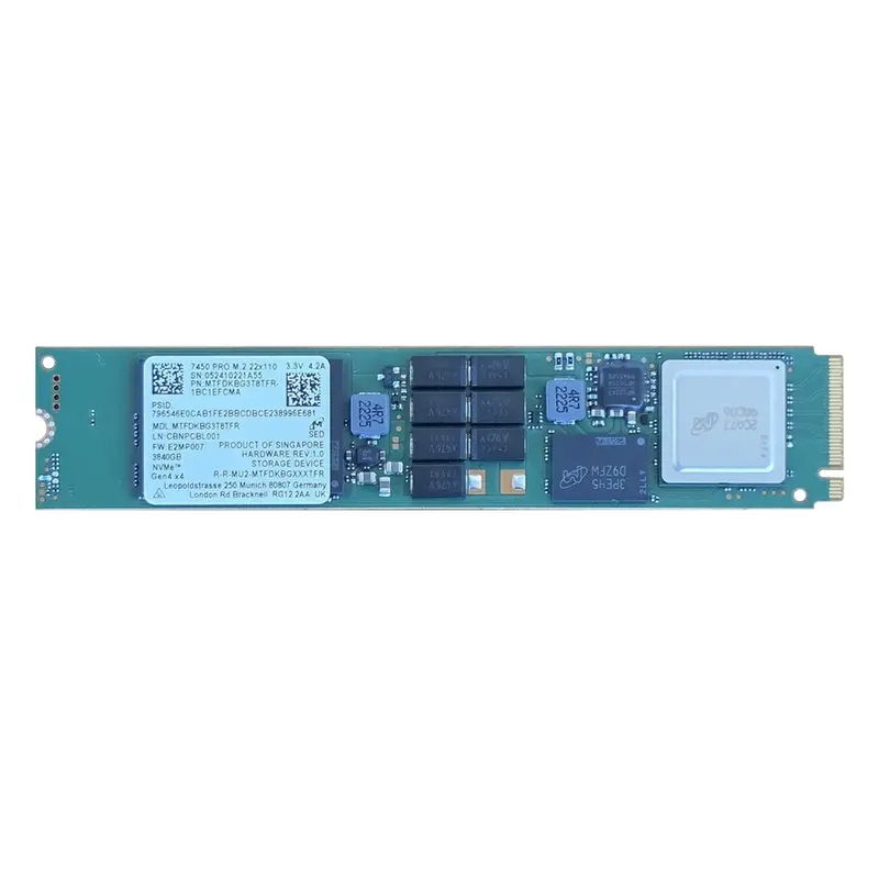 MTFDKBG3T8TFR-1BC1EFCMA Micron 7450 Pro 3.84TB Triple-Level Cell PCI Express NVMe 4.0 M.2 22110 Solid State Drive
