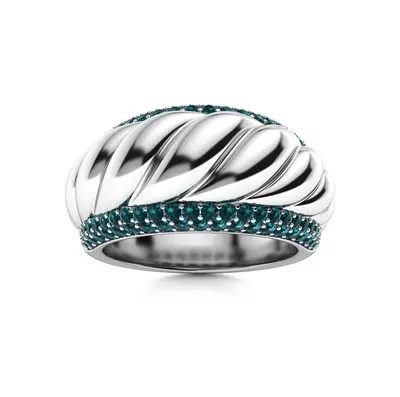 10K White Gold 0.89 CT.T.W. Lab Created Diamond Swirl-style Wedding Band for Men Blue Color VVS-VS Clarity