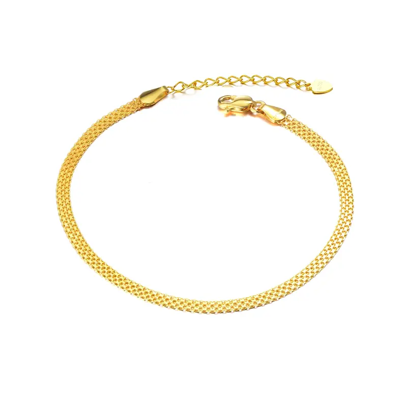 18k Gold Mesh Link Chain Anklet for Women