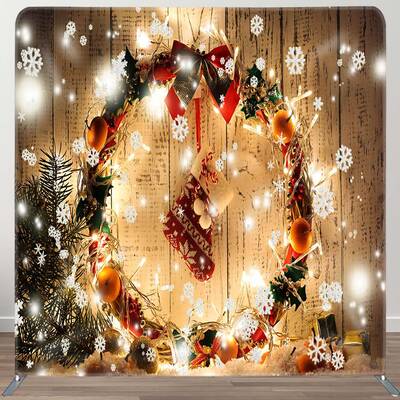 Aperturee Wooden Christmas Stocking Square Tension Backdrop | Christmas Photo Booth Backdrop | Christmas Photo Backdrop | Chr...