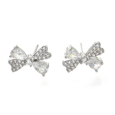 Brass Cubic Zirconia Stud Earrings