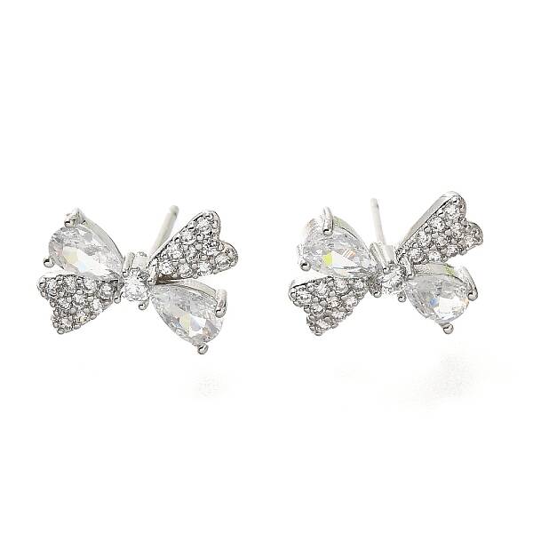 Brass Cubic Zirconia Stud Earrings