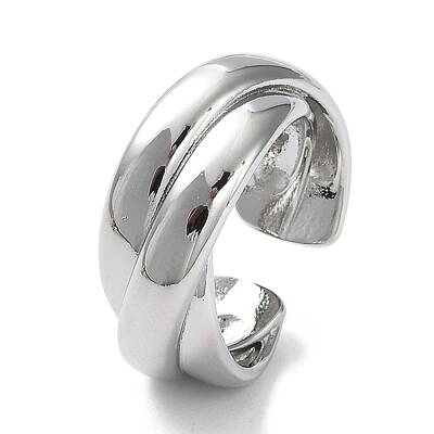 Rack Plating Brass Criss Cross Open Cuff Rings for Women