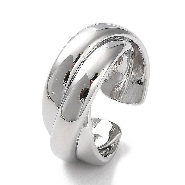 Rack Plating Brass Criss Cross Open Cuff Rings for Women