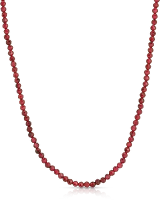 Garnet 3mm Necklace | Metal Color: Silver