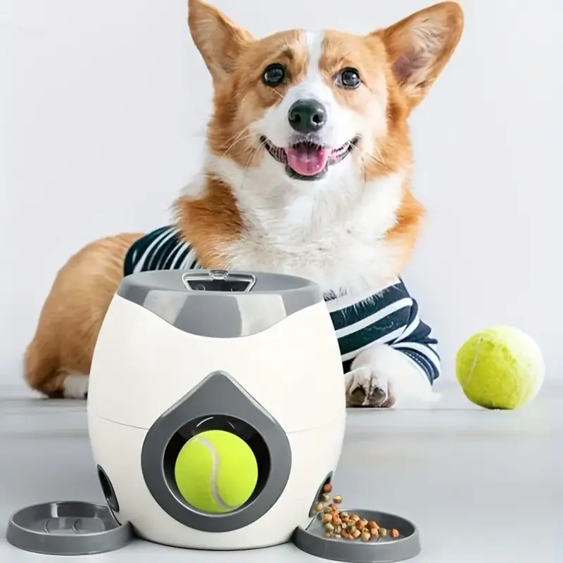 Interactive Dog Ball Launcher Toy with 2 Balls, Pet Food Reward Toy, Dog Training & Feeding Toy, Fun & Challenging Pet Toy fo...