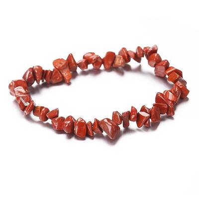 Natural Red Jasper Chips Beaded Stretch Bracelet for Women