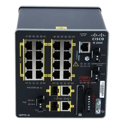 Cisco IE-2000-16PTCGE-RF | Industrial Ethernet 2000 Series 16 x Ports 10/100Base-TX + 2 x SFP Ports Layer 2 Managed Rail-moun...