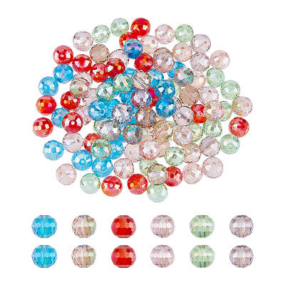120Pcs 6 Colors Electroplate Transparent Glass Beads Strands