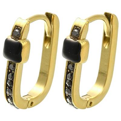 Ion Plating(IP) 304 Stainless Steel Enamel Rectangle Hoop Earrings