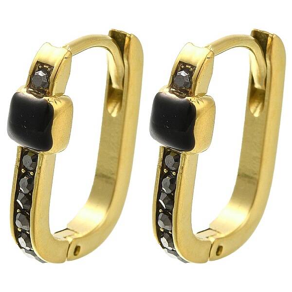 Ion Plating(IP) 304 Stainless Steel Enamel Rectangle Hoop Earrings