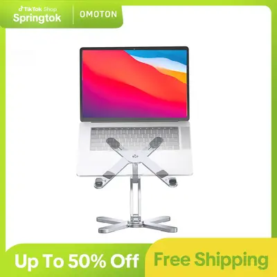 OMOTON Adjustable Laptop Stand with 360 Rotating Base for Mac HP Dell Lenovo - Ergonomic Height, X-Shape Design, Portable and...