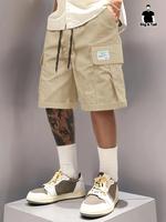 【Plus Size】 Solid Drawstring Waist Cargo Shorts, Casual Regular Fit Multi-Pocket Shorts for Outdoor Activities, Men's Bot...