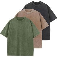 3Pcs Men's Acid Washed Cotton T-Shirts Oversized Half Short Sleeves Loose Fit Casual Loose Solid Streetwear Tops,Unisex Retro...
