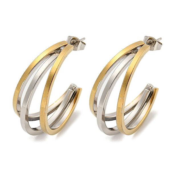 Letter C 202 Stainless Steel Multi Layered Stud Earrings