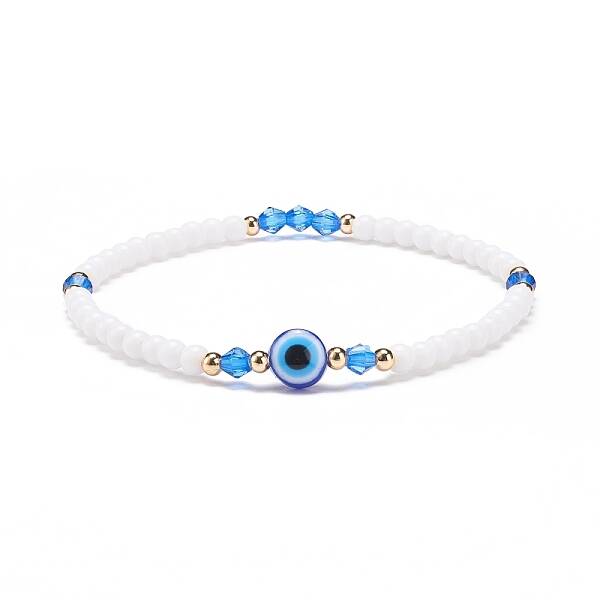 Resin Evil Eye & Acrylic Beaded Stretch Bracelet for Women