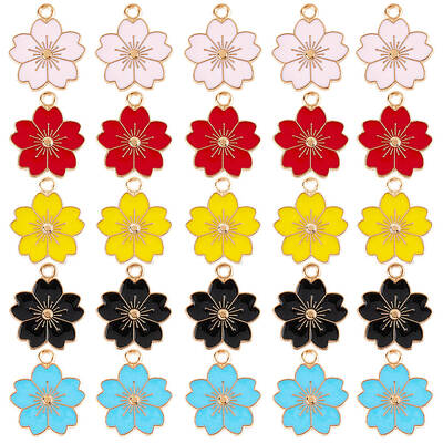 100Pcs 5 Colors Alloy Enamel Pendants