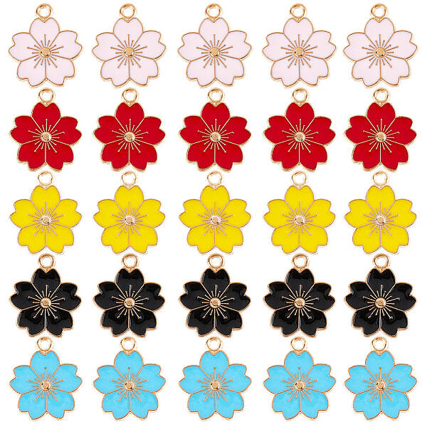 100Pcs 5 Colors Alloy Enamel Pendants