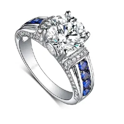 Sterling Silver Moissanite Personalized Engraving & Engagement Ring