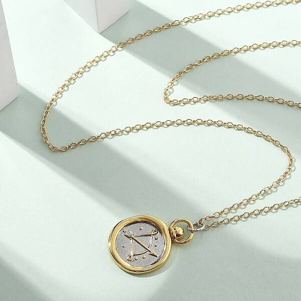 Brass Twelve Constellations Tarot Pendant Necklaces