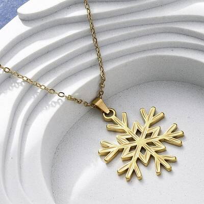 Snowflake 304 Stainless Steel Pendant Necklaces