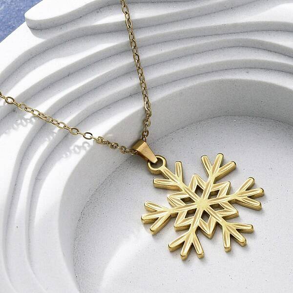 Snowflake 304 Stainless Steel Pendant Necklaces