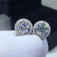 【Must be】S925 Silve Moissanite Stud Earrings Fashion Classic Ear Jewelry Gift for Men Genuine Authenticity Certificate，...