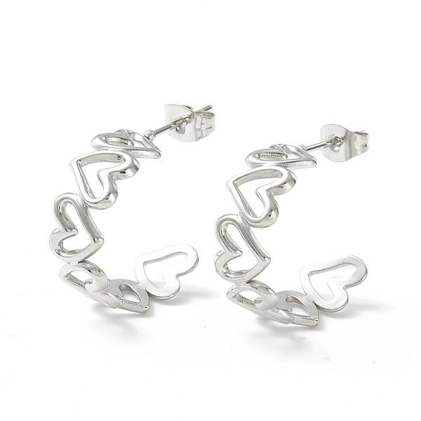 Non-Tarnish 304 Stainless Steel C-shape Stud Earrings