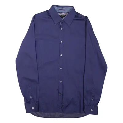 TED BAKER Mens Shirt Purple Spotted Long Sleeve M