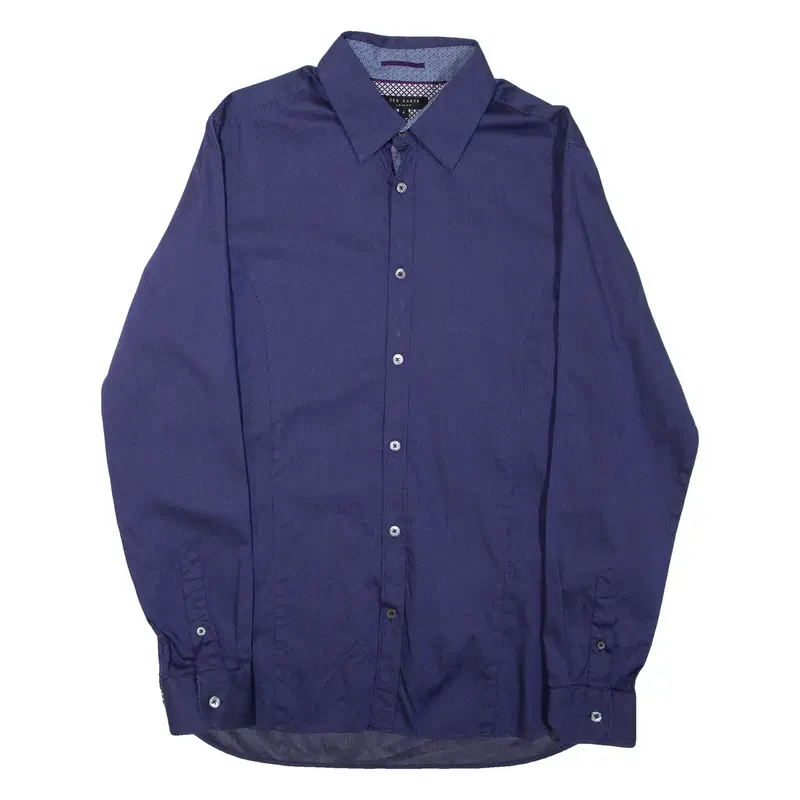 TED BAKER Mens Shirt Purple Spotted Long Sleeve M