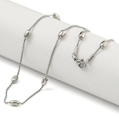Non-Tarnish 304 Stainless Steel Box Chain Oval Link Necklaces