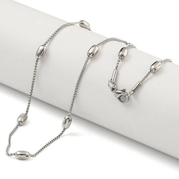 Non-Tarnish 304 Stainless Steel Box Chain Oval Link Necklaces