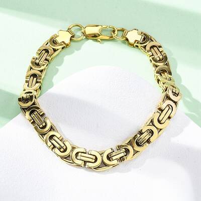 304 Stainless Steel Byzantine Chain Bracelets for Women Men