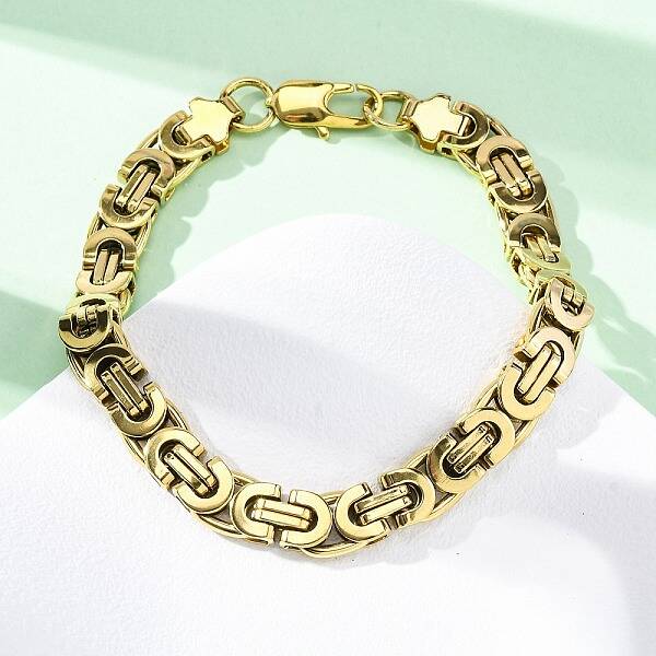 304 Stainless Steel Byzantine Chain Bracelets for Women Men