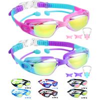 Vvinca Kids pool accessories-2 Packs Swimming Goggles with Earplugs& Nose Clip Anti Fog/UV Goggles for Kids Youth Teens Age 3...