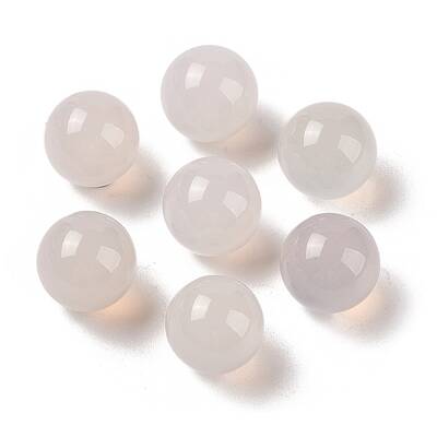 Natural White Agate No Hole Sphere Beads