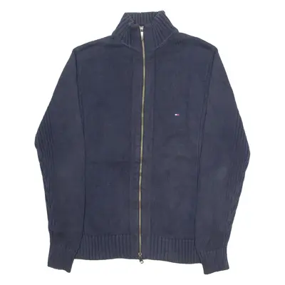 TOMMY HILFIGER Mens Jumper Blue High Neck Tight Knit S