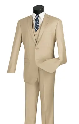 Vinci Men's 3 Piece Slim Fit Executive Suit Flat Front Pants