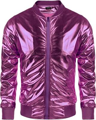 70s Disco Christmas Party Zip-up Jacket (US Only), Purple / XXL