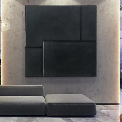 Dark Geometric Abstract Painting Canvas Black Canvas Wall Art Modern Painting Original Large Wall Decor Living Room Oversize ...