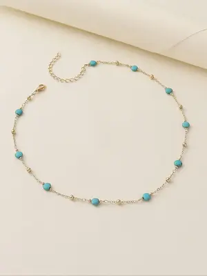 Simple Fashion Turquoise Texture Decorated Necklace, Fashion Jewelry for Party, Daily Clothing Decor, Trendy All-match & Exqu...