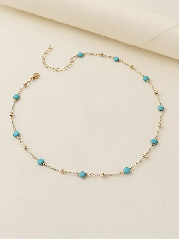 Simple Fashion Turquoise Texture Decorated Necklace, Fashion Jewelry for Party, Daily Clothing Decor, Trendy All-match & Exqu...
