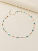 Simple Fashion Turquoise Texture Decorated Necklace, Fashion Jewelry for Party, Daily Clothing Decor, Trendy All-match & Exqu...