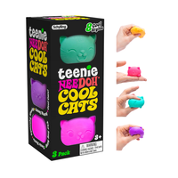 Schylling Teenie NeeDoh Cool Cats- 3 mini Groovy NeeDoh Cats - Sensory Toy with Dough Filling - Assorted colors - Ages 3 and ...