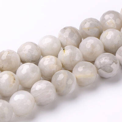 Faceted Natural Agate Round Bead Strands